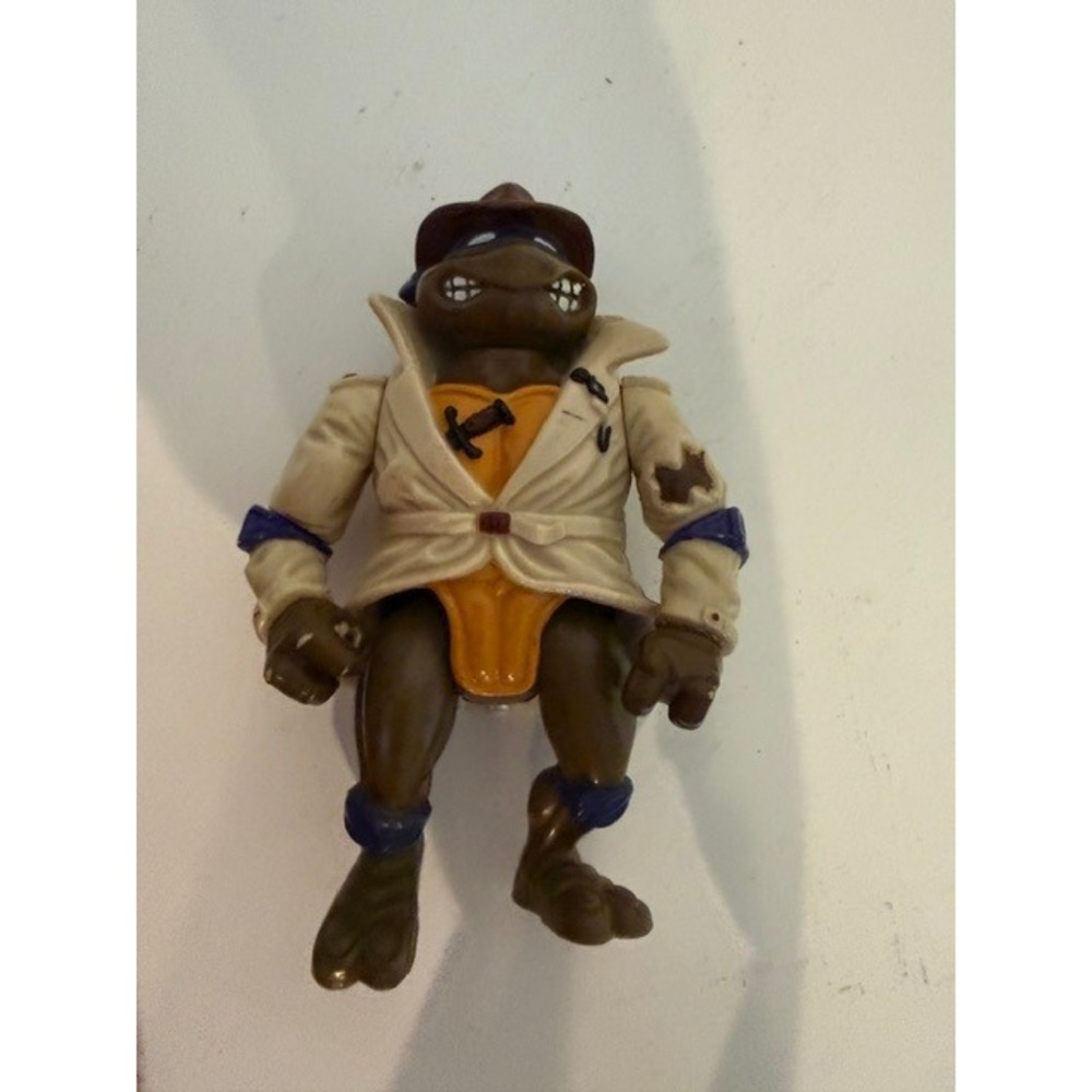 Vintage TMNT Undercover Donatello Action Figure Playmates 1990s Trench Coat Hat